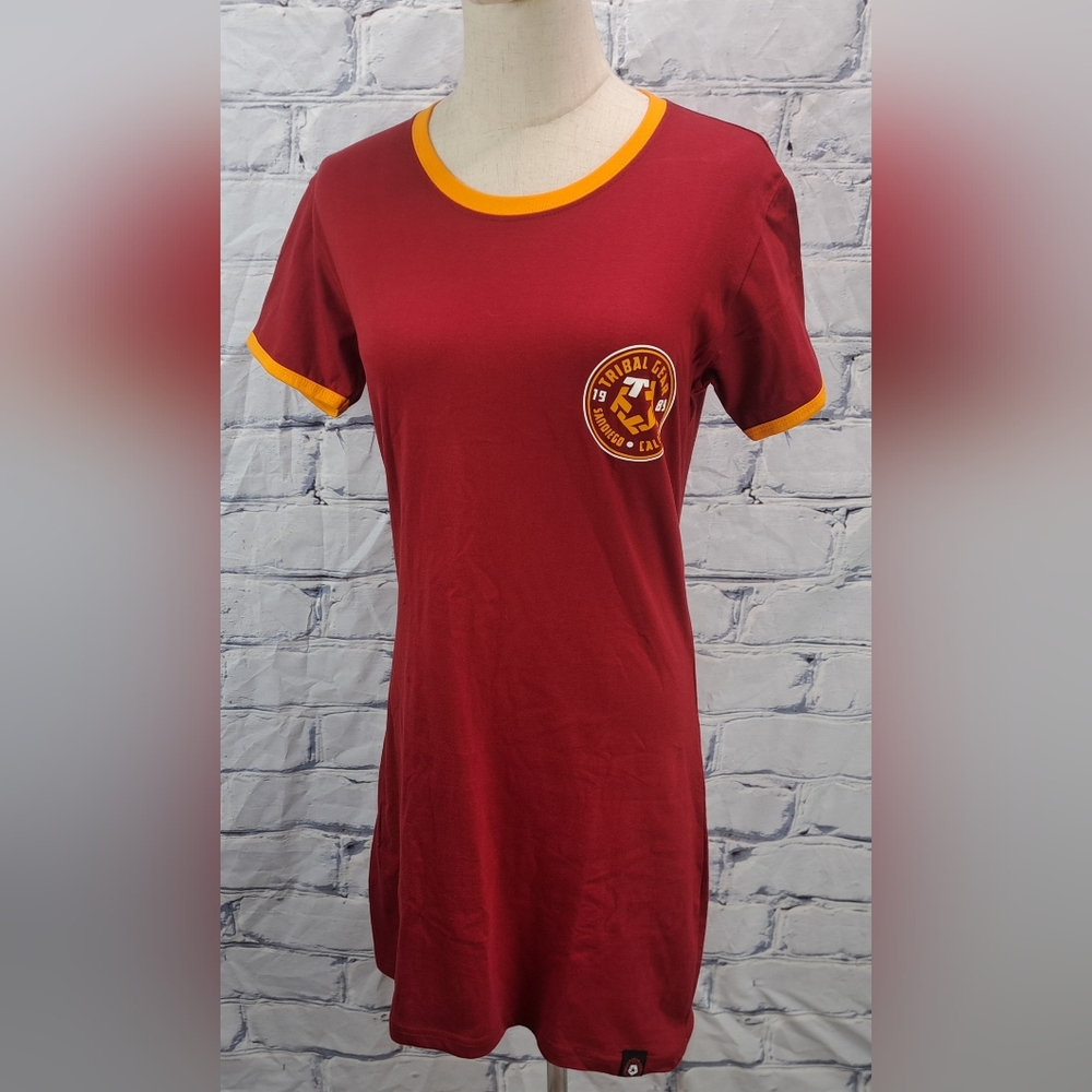 NWT Vintage Tribal Gear Women's T-Shirt Dress Mini Trucker Cranberry Y2K Large - Picture 1 of 15
